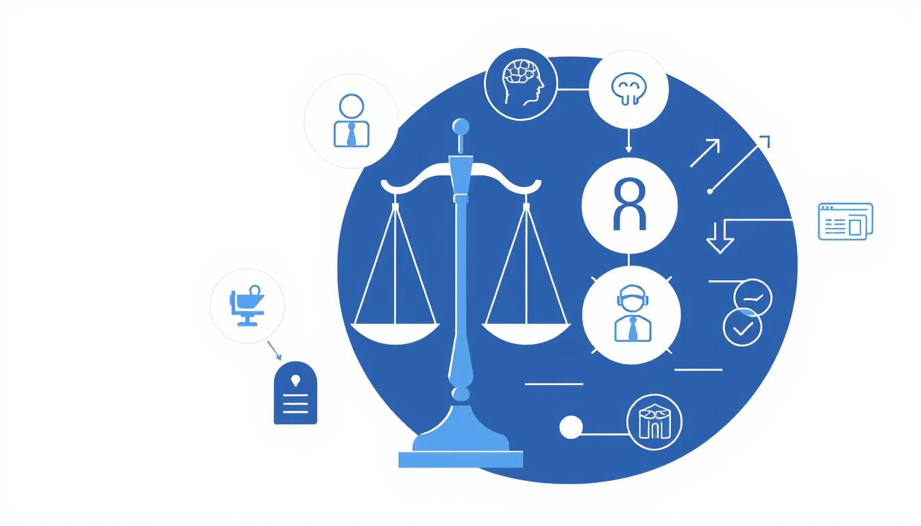 Ethical considerations of DeepNude AI Tool illustrated with scales of justice