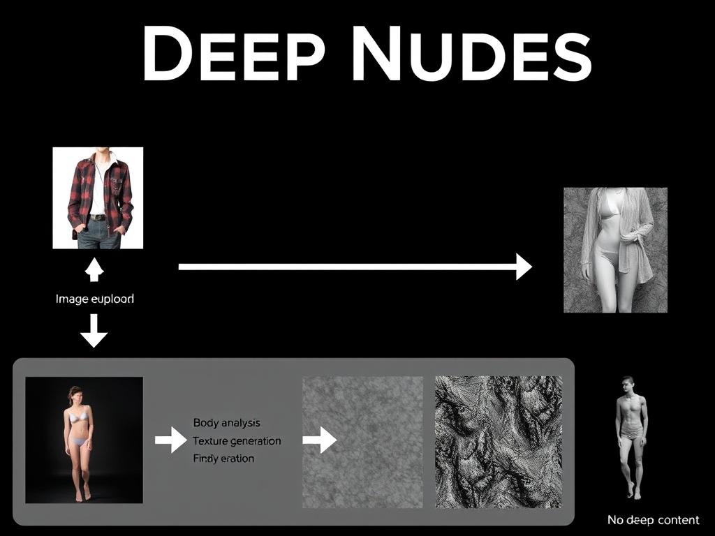 Deep Nudes AI technology process diagram showing how the AI transforms images