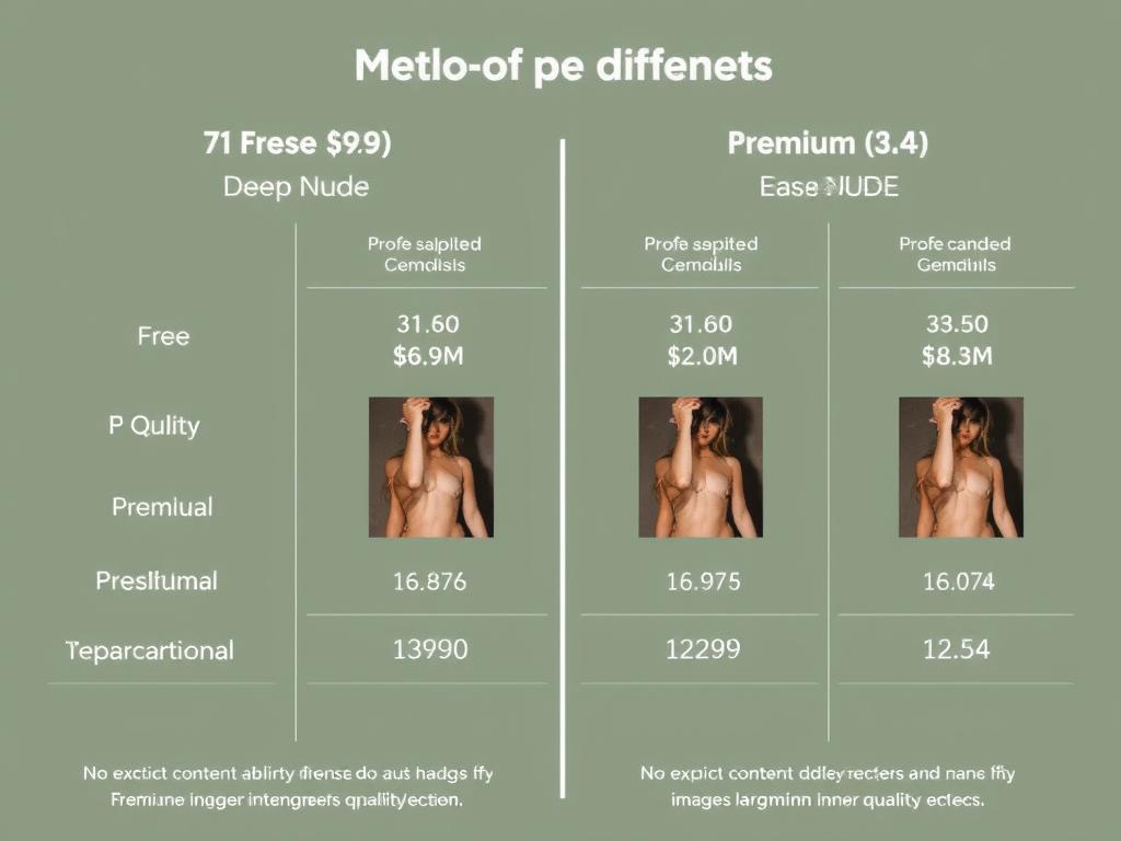Deep Nudes AI quality comparison showing different subscription tier results